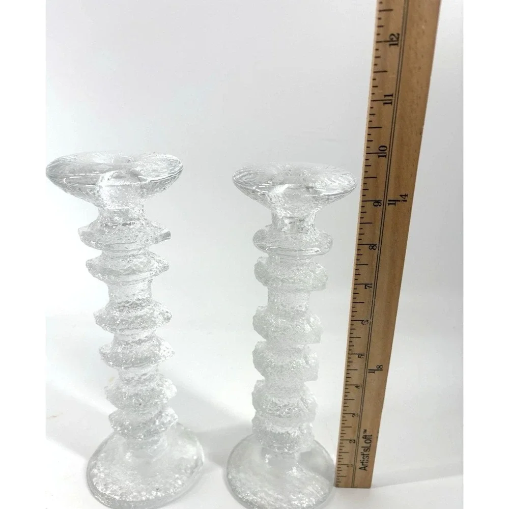 Iittala Timo Sarpaneva FESTIVO 6 Ring Candleholders Scandinavian Glass Signed TS